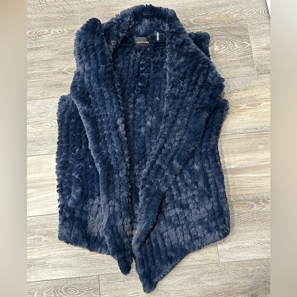 DOLCE BACO FAUX FUR VEST - NAVY BLUE [M]